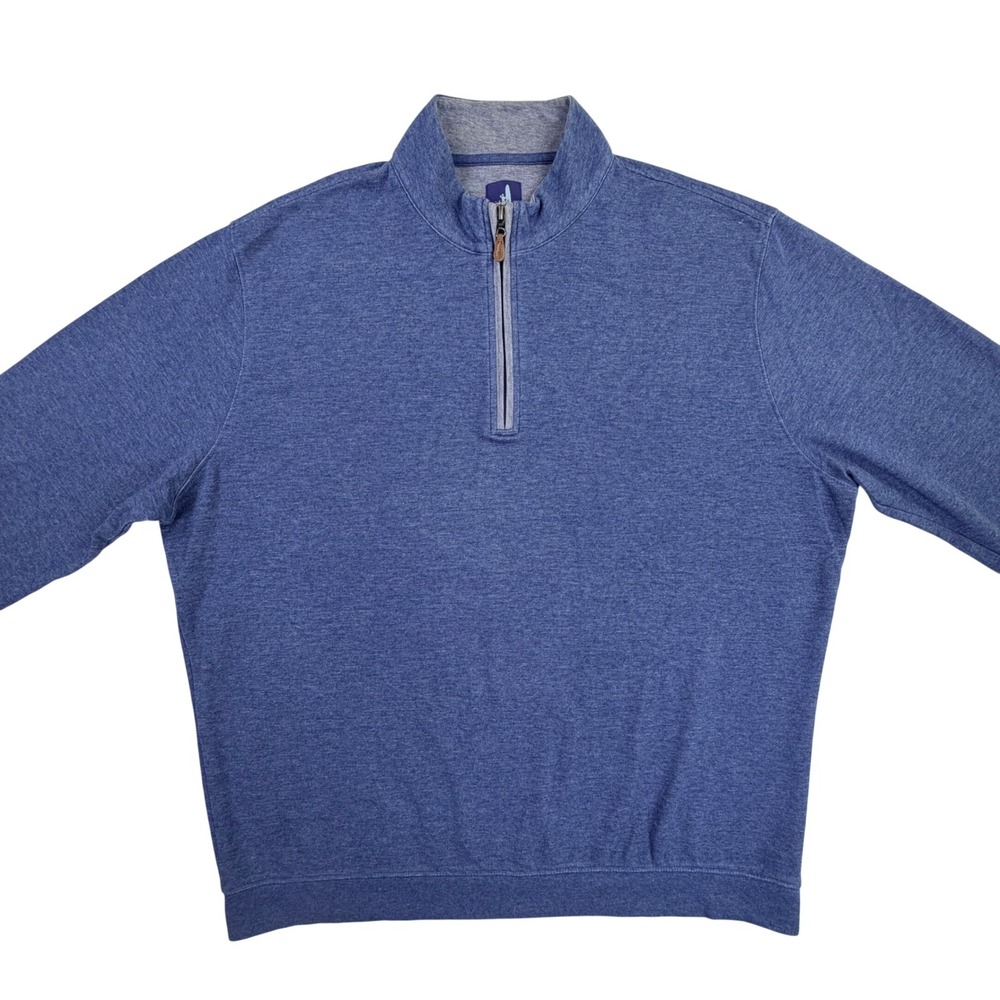 Johnnie-O 1/4 Zip Pullover Men XL Helios Blue Cotton Lyocell Heathered JMKO1460 - Picture 5 of 11